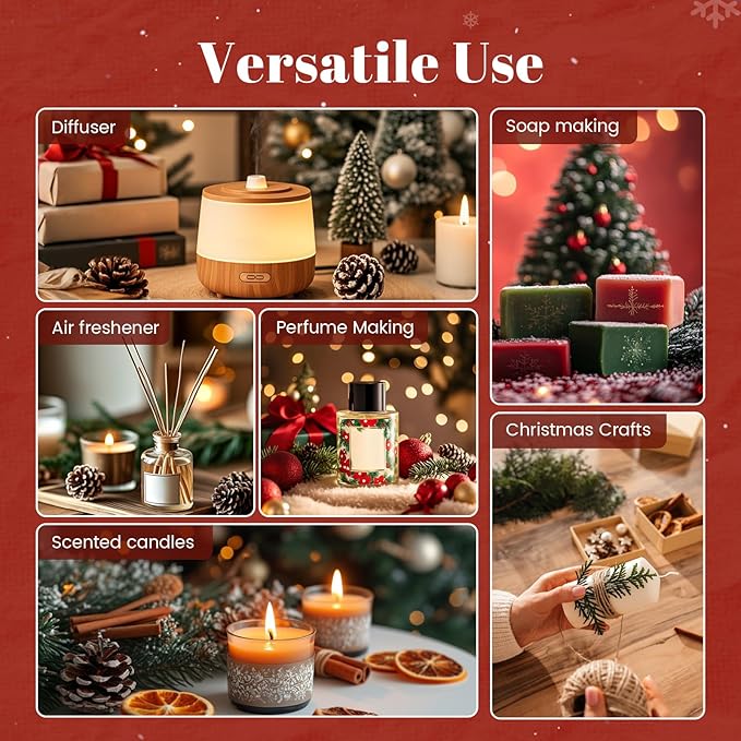 Christmas Wreath Essential Oil 3.38 Fl Oz (100ml), Christmas Essential Oils for Diffusers, Winter Essential Oils for Candle Making, Cozy Holiday Scented Oils