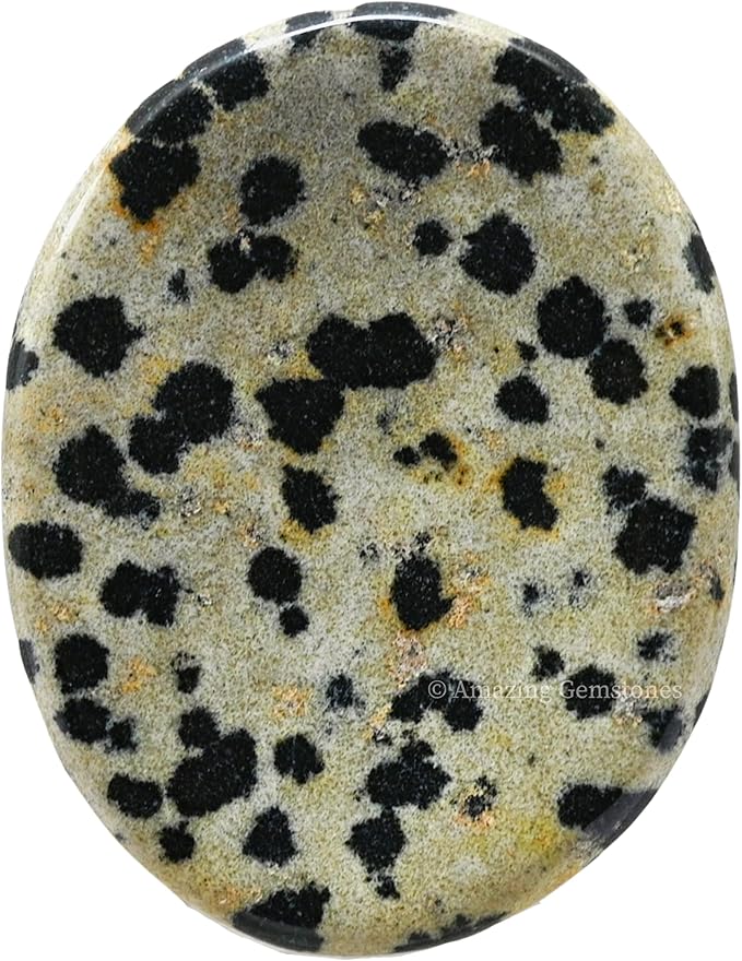 Amazing Gemstone Dalmatian Jasper Worry Stone, Healing Crystals - Piedra Crystal Fidget for Gift, Meditation, Calming, Relaxation, Stress Relief