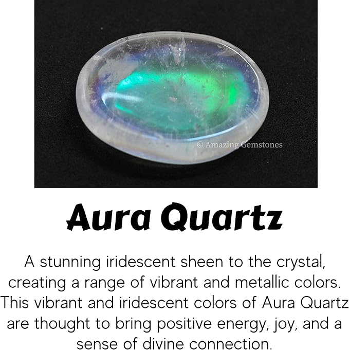 Amazing Gemstone Angel Aura Quartz Worry Stone Crystals and Healing Stones - Worry Stones for Stress Relief Gifts - Piedra Crystal Fidget for Meditation - Unique Stocking Stuffers Gifts for Women