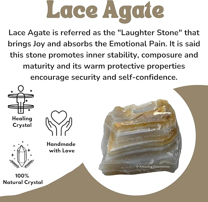 Amazing Gemstone 2 Pieces Lace Agate Raw Crystals and Healing Stones, Natural Rocks for Tumbling and DIY Raw Stones and Crystals