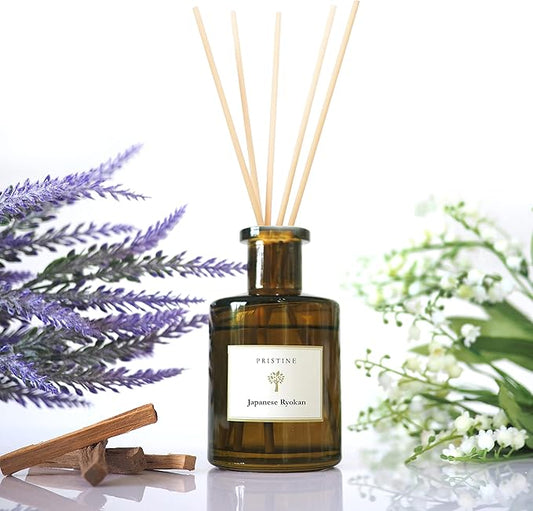 PRISTINE Japanese Ryokan Reed Diffuser for Home | Fresh Lavender, Moroccan Amber Reed Diffuser Set, Oil Diffuser & Reed Diffuser Sticks- Home & Office Decor-Fragrance Gift