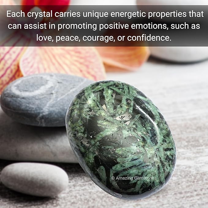 Amazing Gemstone Flower Stone Crystals and Healing Stones - Large Palm Stone Crystals Piedra - Crystal for Good Luck,Balanced Positive Energy,Meditation - Unique Stocking Stuffers and Birthday Gifts