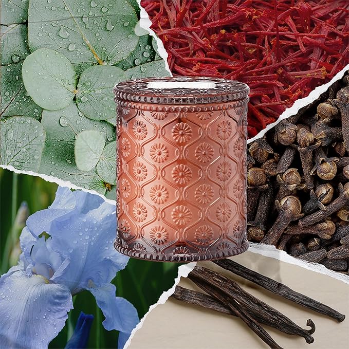 LA JOLIE MUSE Hearth & Velvet Flames Candle - Saffron, Clove, Vanilla | 6 oz Natural Soy Wax | 40 Hours Clean Burn | Elegant Home Décor | Gift-Ready for Hosts & Gatherings