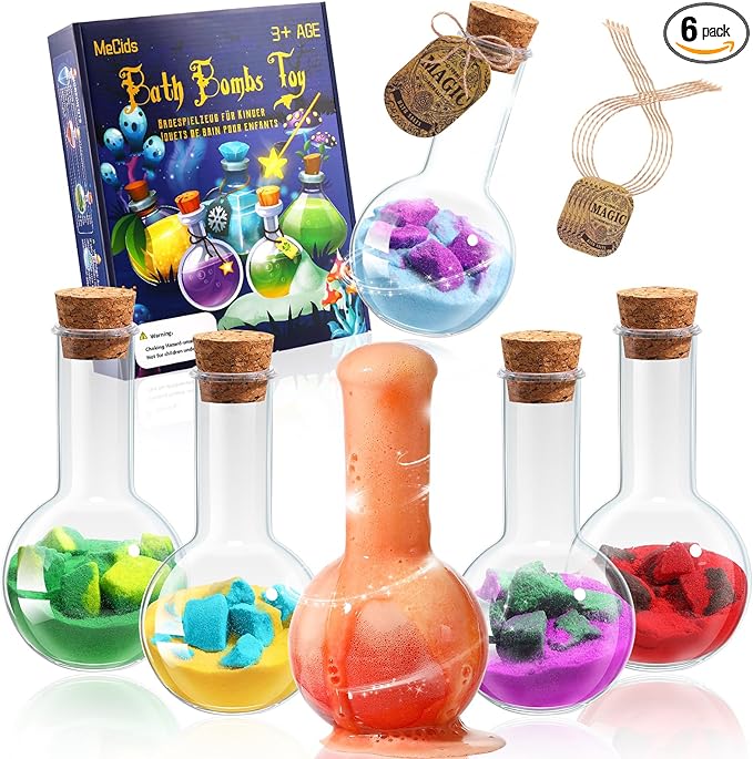 MeCids Magic Potion Bubble Bath Bombs for Kids -Bath Color Tablets Bath Potions for Toddlers Ages 4-12 Fun Science Kit Gift for Birthday, Halloween，Christmas- 6 Pack