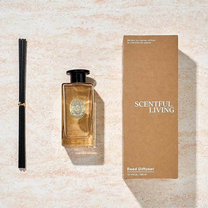 M&SENSE 10.14 oz Large Reed Diffuser | Sea Island CottonScent Oil Diffuser with Sticks |Hotel Collection Non-Toxic Essential Oil |for Bedroom Bathroom Living Room