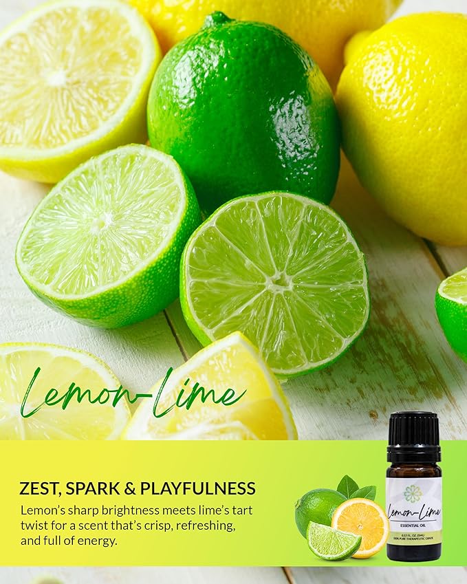Essence Lemon-Lime Essential Oil – 100% Pure & Therapeutic Grade – Perfect for Aromatherapy, Diffusers & Recharging Essence Nasal Diffuser Rings – Natural Stress & Mood Support (5mL)