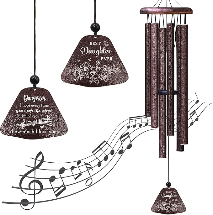 Daughter Gifts from Mom Dad, Daughters Birthday Gifts, Daughter 32” Wind Chimes for Birthday Graduation Christmas Valentines Mothers Day
