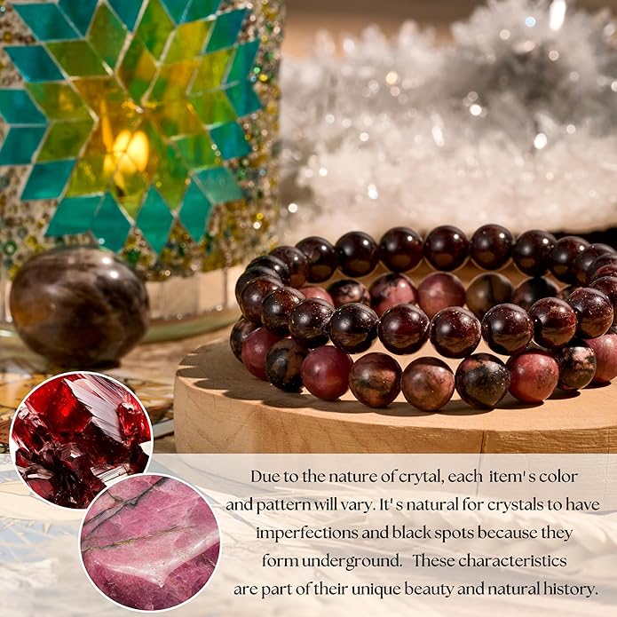 Bivei Natural Gemstone Semi Precious Healing Crystals Handmade Stretchy Round Beads Bracelet, Enhance Positive Energy