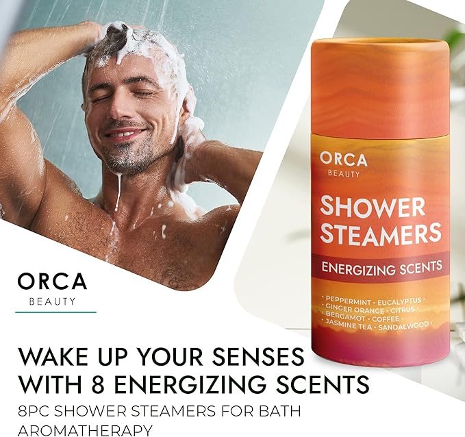 Shower Steamers Aromatherapy - Relaxation Gifts for Women, Shower Bombs, Unique Spa Gifts Shower Tablets, Stocking Stuffers for Women & Men (Energizing Scent 8PC)