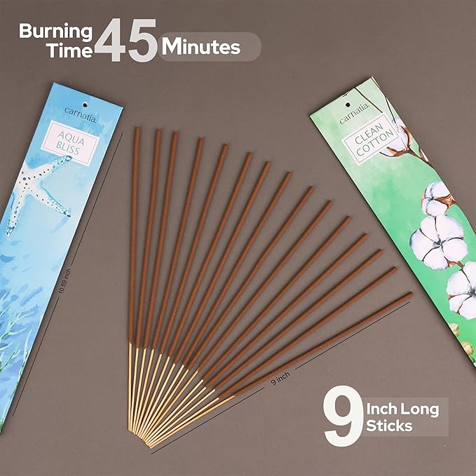 Carnatia Fresh Breeze Incense Sticks – Set of 2 Fresh, Long-Lasting Aromas for Your Home | Unwind with Clean Cotton & Aqua Bliss Scents | Natural, Sustainable Incense for Everyday Calm!