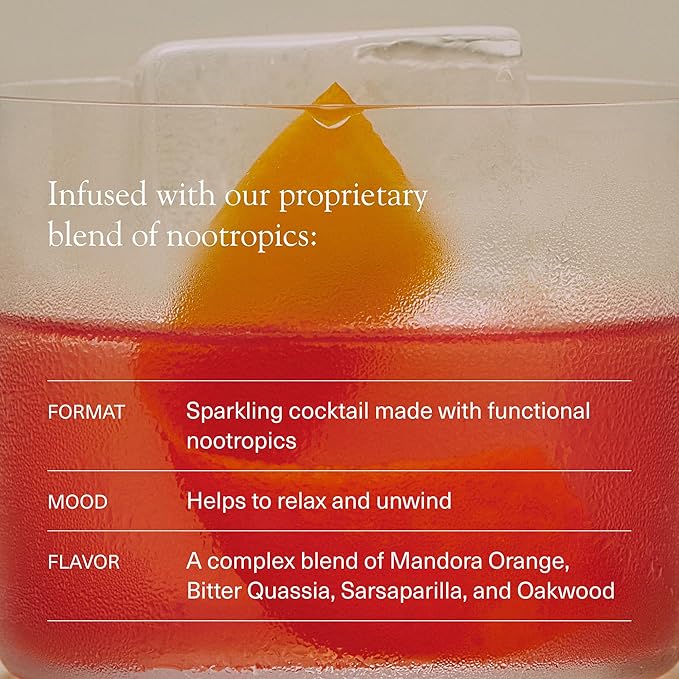 Aplós Mandora Negroni Non-Alcoholic Cocktail, Formulated with Lion’s Mane and Botanicals, Low Calorie, No Added Sugar Beverage (8.5 fl oz. 12-pack)