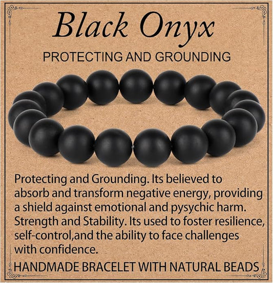 LPBeads Handmade Natural Gemstone Stretch Elastic Bracelet Healing Crystal Round Stone Beads Jewelry Gifts for Women Men