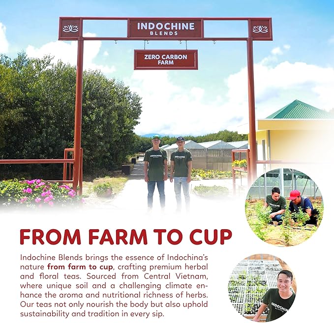 Indochine Blends Loving Tea | Organic Rosemary Tea Bags | Black Tea, Rose, Hibiscus & Organic Rosemary | Sugar-Free, Caffeine-Free Herbal Tea for Relaxation | 4.4 oz | 50 Corn-Fiber Pyramid Bags