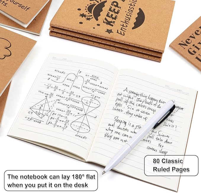 feela 30 Pack Kraft Notebooks, 15 Designs A6 Cute Mini Pocket Notebooks and Journals, Lined Motivation Small Journal Notebook Bulk for Women School Supplies Taking Memos, 4.1X5.8 in, 80 Pages