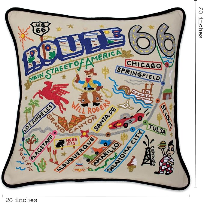 Catstudio Route 66 Embroidered Decorative Throw Pillow