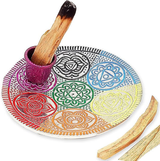 Chakra Palo Santo Holder Burner - Handcrafted Metal Incense Holder | Perfect Spiritual or Meditation Gift (4.5 inch)