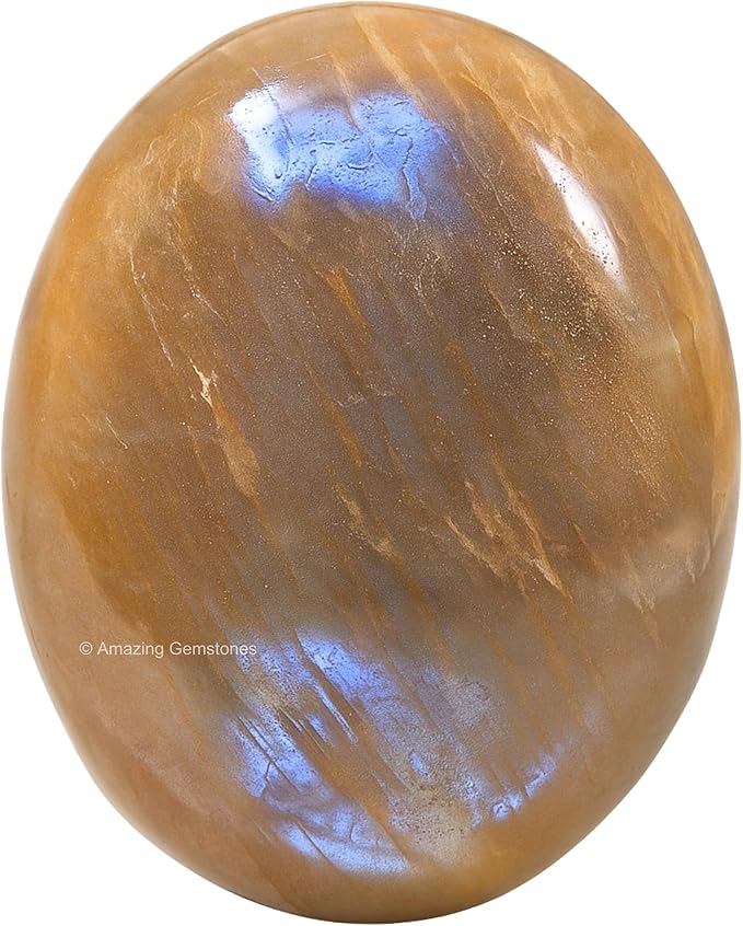 Amazing Gemstone Sun Moonstone Crystals and Healing Stones - Large Palm Stone Crystals Piedra - Crystal for Good Luck, Balanced Positive Energy, Meditation - Unique Stocking Stuffers, Gifts for Women