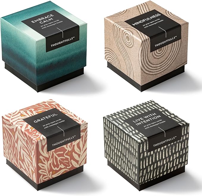 Compendium ThoughtFulls Pop-Open Cards — 4-Pack of Embrace Calm, Mindfulness, Live with Intention, Grateful – 120 Pop-Open Cards, Each with a Different Message Inside