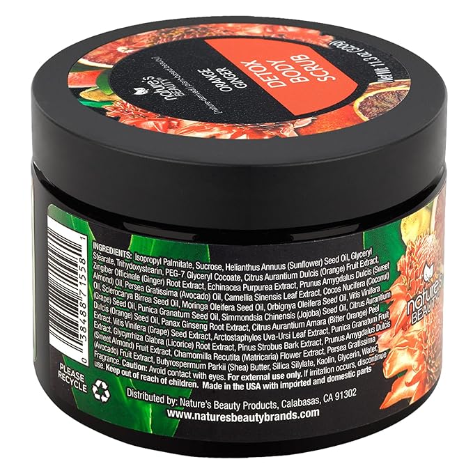 Nature's Beauty Orange Ginger Detox Body Scrub Multi-Pack - Gently Exfoliate, Awake & Cleanse Dull to Dry Skin, Made w/Vitamin C, Sunflower + Almond + Avocado Oils, 11.3 oz (2 Pack)