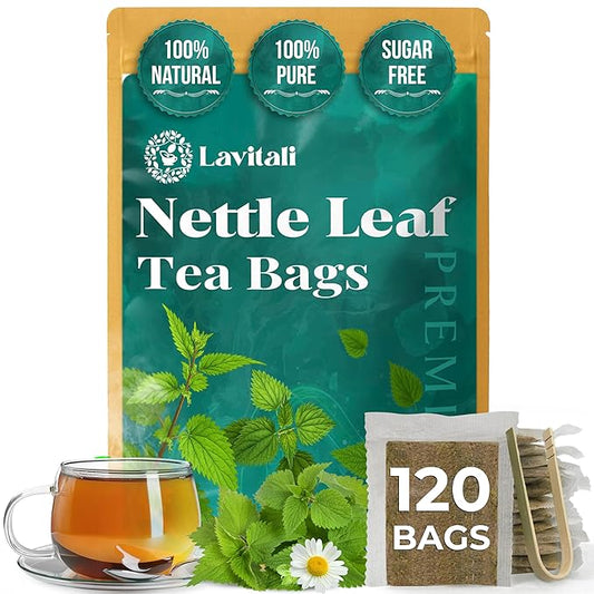 Lavitali, Nettle Leaves Tea Bags | 120 bags, 100% Pure Herbal Tea | Caffeine-Free, Mineral-Rich, Eco-Friendly Filter Bags | Daily Natural Botanical, Hot or Iced Herbal Infusion