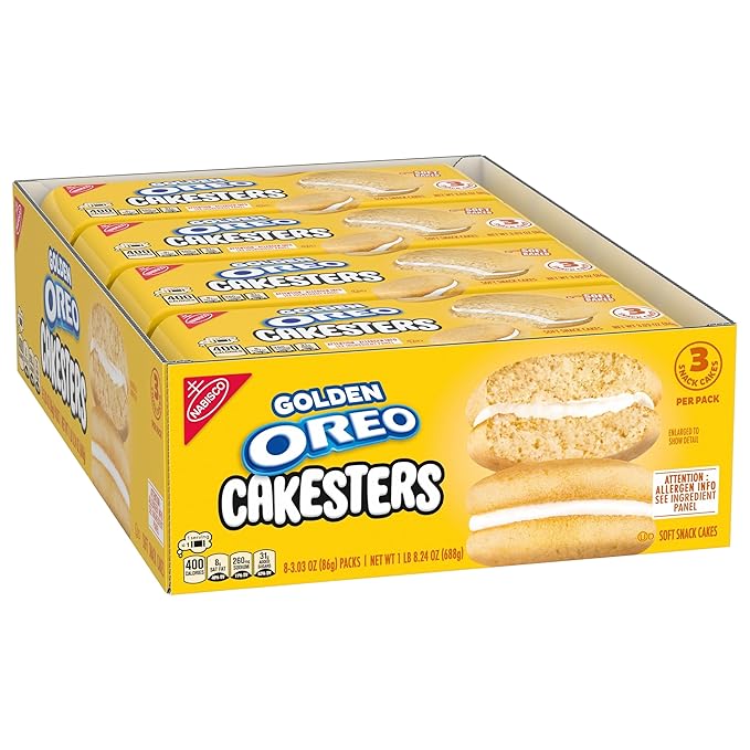OREO Golden Cakesters Soft Snack Cakes, 8-3.03 oz Snack Packs