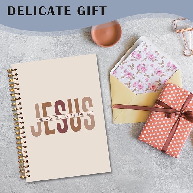 Jesus Christian Spiral Notebooks, the Way Truth Life Bible Verse Journal, Jesus Journals for Writing, Christian Gifts for Women Men, Religious Notebook for Note Taking, 5.5x8.3 Inch