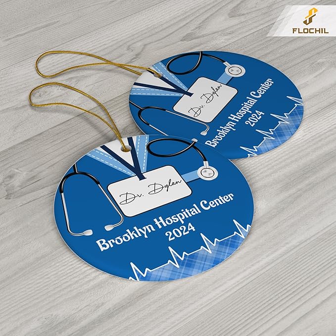 FLOCHIL Personalized Doctor Christmas Ornaments, Custom Ornaments Doctor with Name, Best Doctor Ornament, Gifts for Women, Christmas