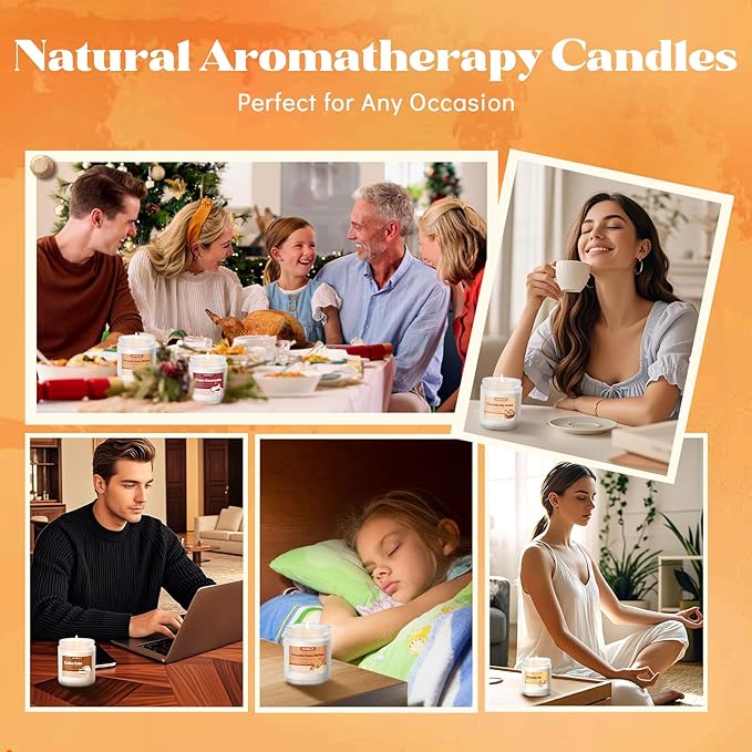 Halloween Fall Candles Set,6 Pack Fall Candles for Home Scented, Candle Gift Set,Soy Wax Long Lasting Jar Candle of Pumpkin Pie,Coffee Cake,Gingerbread,Chocolate Cookie,Cherry Cheesecake Aromatherapy