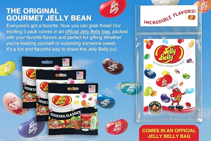 Jelly Belly Cocktail Classics Jelly Beans, 3.5 oz Grab & Go Bags - Pack of 3 sold in Jelly Belly Bag