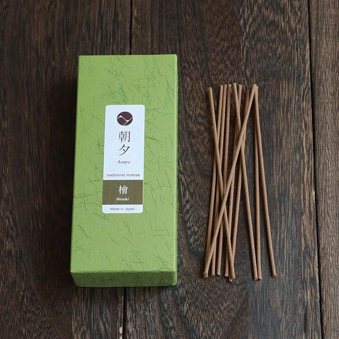 Asayu Japan Traditional Incense Sticks Hinoki Cypress Fragrance Scent (40gr) for Morning Meditation, Relax or Yoga, Made in Japan