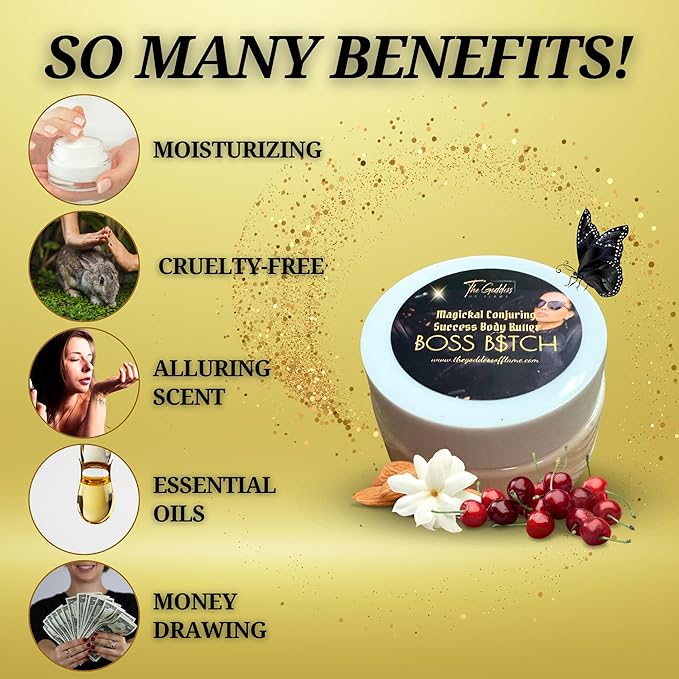 Boss B$tch Body Butter – Ultra-Hydrating Natural Moisturizer with Sunflower Oil, Vitamin E & Shea Butter – Nourish & Empower Your Skin with Bold Confidence – Vegan & Paraben-Free