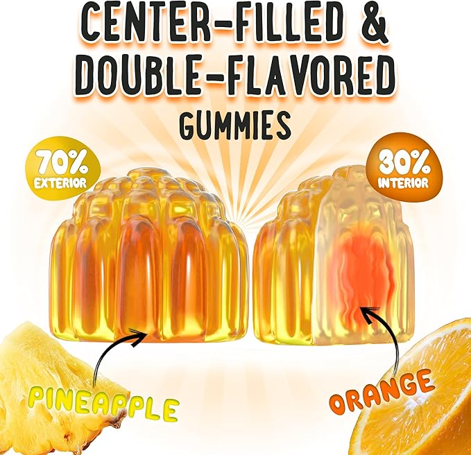 Center-Filled Magnesium Glycinate Gummies 400MG - High Absorption for Kids, Teens & Adults - Supplement for Sleep, Calm & Muscle Relaxation with B6 & D3 - Gluten Free & Vegan Friendly - 120 Count