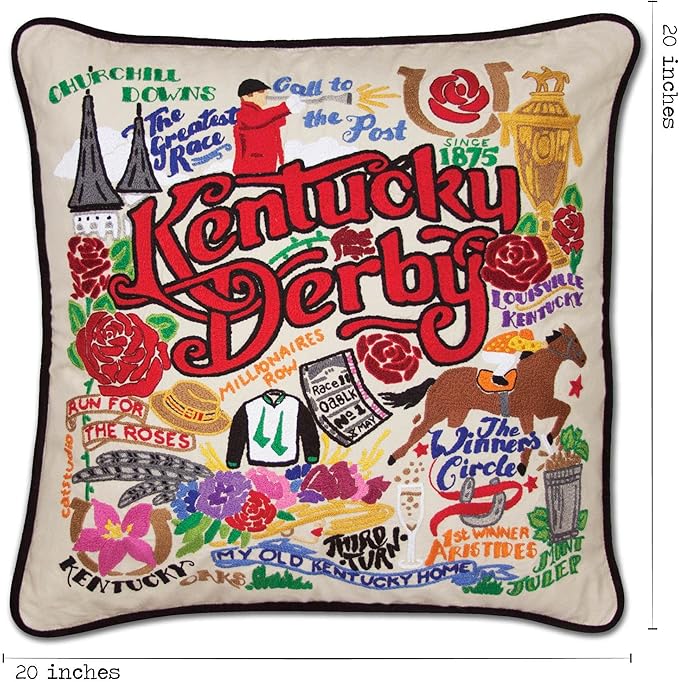 Catstudio Kentucky Derby Embroidered Decorative Throw Pillow