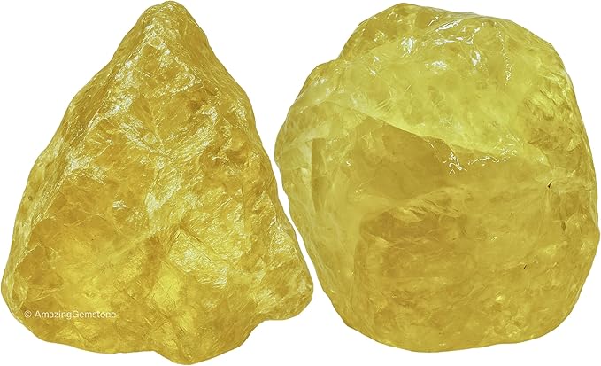 Amazing Gemstone 2 Pieces Lemon Quartz Raw Crystals and Healing Stones, Natural Rocks for Tumbling and DIY Raw Stones and Crystals