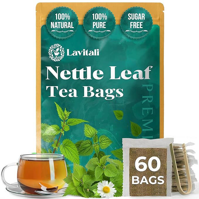 Lavitali, Nettle Leaves Tea Bags | 60 bags, 100% Pure Herbal Tea | Caffeine-Free, Mineral-Rich, Eco-Friendly Filter Bags | Daily Natural Botanical, Hot or Iced Herbal Infusion