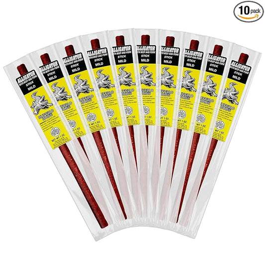 Buffalo Bob's Wild Game Meat Snack Stick - Alligator Mild Stick 10 Pack