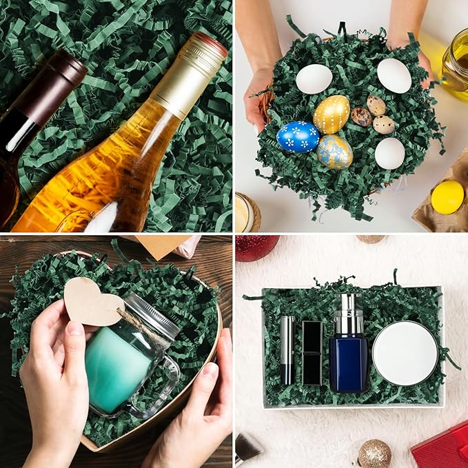 Darfukei Crinkle Paper Filler, Shredded Paper For Gift Baskets, 1/2LB (8 oz) Crinkle Cut Papers Shred, Bridesmaid Engagement Gift Boxes Bags Filler, Tissue Gifts Basket Boxes Bags Fillers, Packing Grass Confetti