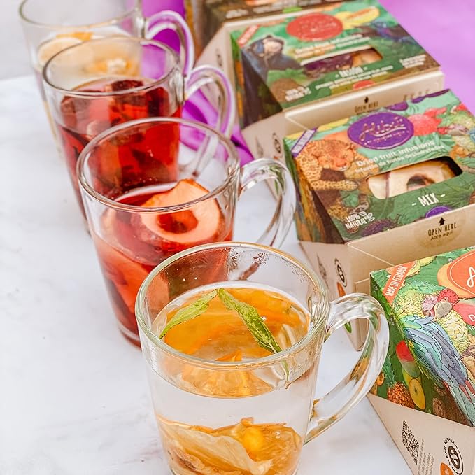 Alibú Dried Fruit Tea Infusions - Variety Pack - Certified Vegan, 100% Natural, Hot or Iced, Caffeine Free, Eat and Drink - Box of 2.12 oz