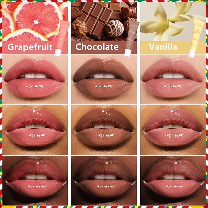 KIMUSE 3 Pack Tinted Lip Butter Hydration Balm, Hydrating Lip Treatment with Hyaluronic Acid & Vitamin E, Moisturizing Lip Balm for Shine & Hydration, Vegan Formula