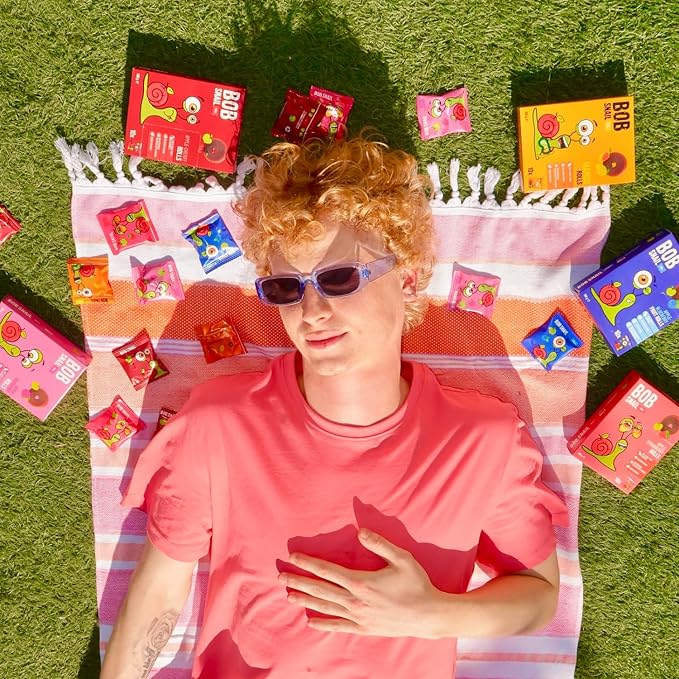 Bob Snail Fruit Roll Ups – Healthy Sweets Snacks, Real Dried Fruits, No Added Sugar, Vegan, Nut Free, Candy for Adults, Kids, with Apple-Blueberry – Bulk 50 pcs Rolls, 500g