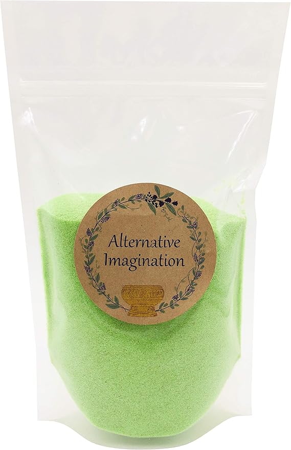 Alternative Imagination Lime Green Sand - Fine Sand for Zen Garden, Resin Incense Burner, Smudge Bowl, Ritual Incense, Cast Iron Cauldron, Unity Ceremony, Sensory Bin Table, Crafts (1 Pound)