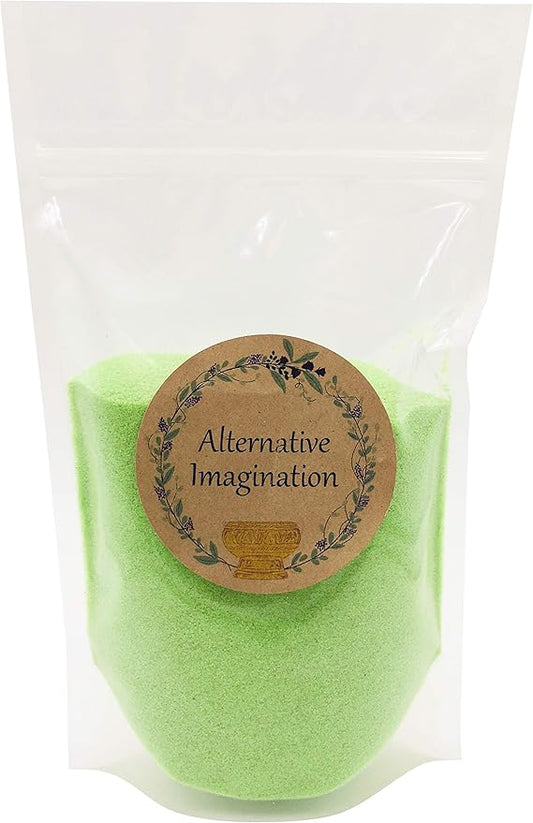 Alternative Imagination Lime Green Sand - Fine Sand for Zen Garden, Resin Incense Burner, Smudge Bowl, Ritual Incense, Cast Iron Cauldron, Unity Ceremony, Sensory Bin Table, Crafts (1 Pound)