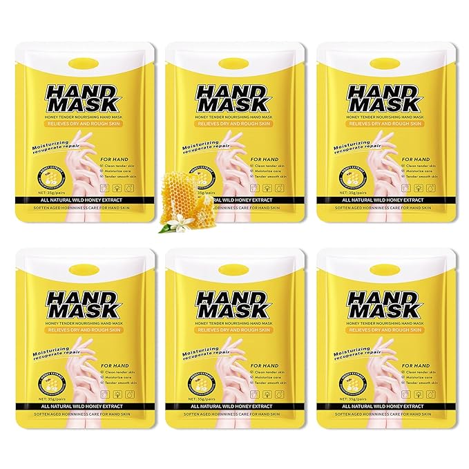 6 Pairs Hand Mask for Dry Cracked Hands,Nourishing Moisturizing Gloves,Hands Moisturizer for Deep Moisturizing,Silky Smooth Moisturizing Gloves,Hand Care Mask Set(E)