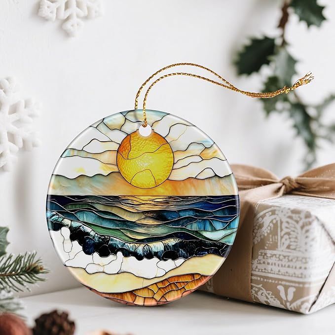 Beach Sunset Ornaments, Christmas Ornaments: Christmas Tree Decorations, Holiday Decor, Stocking Stuffers, Gift Ideas, Xmas Gifts & Gifts for Beach Lover