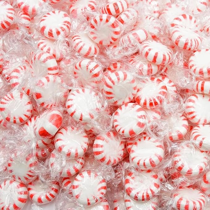 Halloween American Old Fashioned Peppermint Starlights Mints Hard Candy Discs Individually Wrapped Bulk 3 Lb's 200+ pcs (48-Oz)