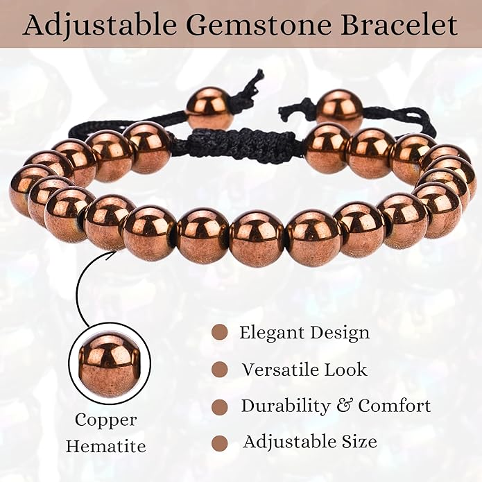 Energy Protection Crystal Handmade Adjustable Bead Bracelet Perfect for Men, Women’s Gift - Gemstone Healing Stretch Bracelet Pulsera Para Hombre Mujer Stocking Stuffer