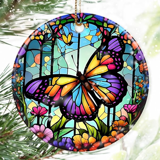 Colorful Ceramic Butterfly Christmas Ornaments - Butterfly Lovers' Gift, Christmas Decor & Tree Ornaments