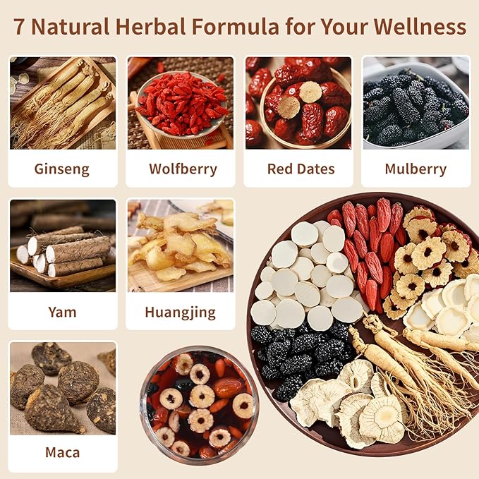 Ginseng Five Treasures Kidney Tea, Chinese Ginseng Six Treasure Tea Organic Cleanse Detox TeaBags for Women and Men's Kidney Health, 7 Precious Ingredients Formula