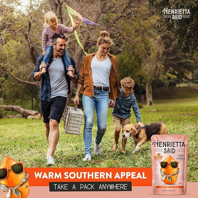 Henrietta Said Wing-Flavored Peanuts - Truly Good Foods Snacking Nuts - Bold Flavors - Savory & Spicy - Jumbo Flavored Peanuts - Protein Packed Vegan Snack - 4 (5-oz) Packs - Original Buffalo