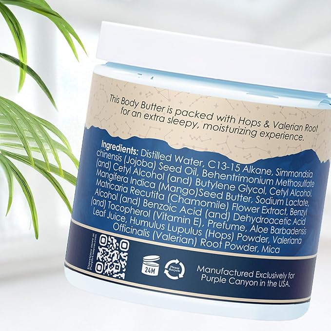 PURPLE CANYON New Look Twilight Whipped Body Butter 8oz | Vanilla Sandalwood Scent | Skin Care with Hops & Valerian Root